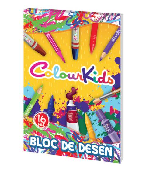 Bloc desen, A4, Colur Kids, 16file hartie speciala 110gr, recomandat acuarela, tempera, acrilic, 16file
