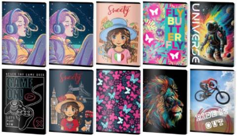 Caiet Dictando, A5, Pigna , coperta plastic, 48file, 70 gr, MIX