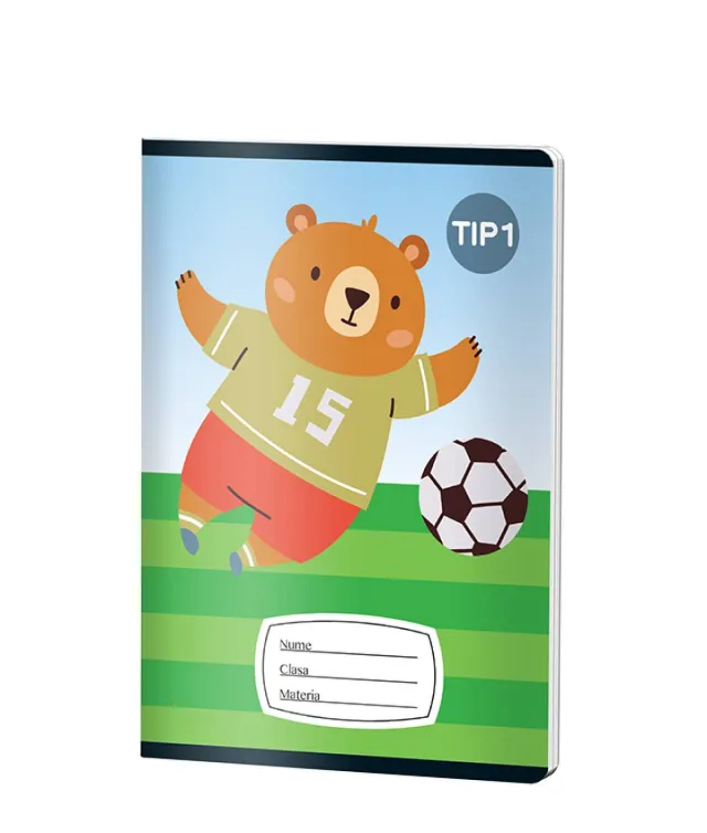 Caiet Tip1 BAIETI, A5, Pigna, 24 file, hartie 70grm, BEAR 15