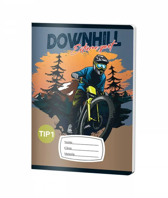 Caiet Tip1 BAIETI, A5, Pigna, 24 file, hartie 70grm, BICI COBORARE