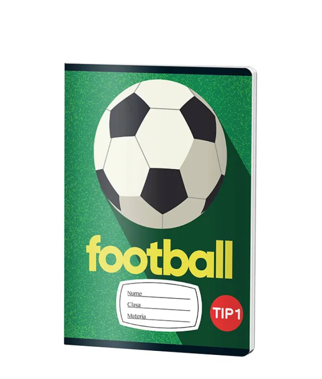 Caiet Tip1 BAIETI, A5, Pigna, 24 file, hartie 70grm, FOOTBALL