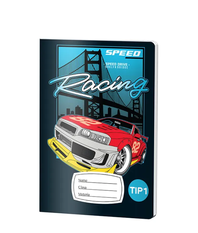 Caiet Tip1 BAIETI, A5, Pigna, 24 file, hartie 70grm, RACING