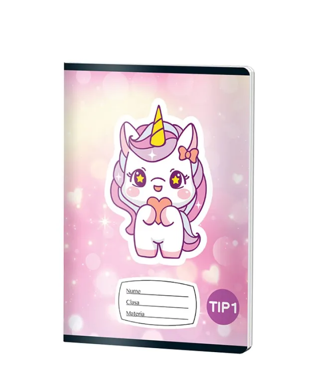 Caiet Tip1 FETE, A5, Pigna, 24 file, hartie 70grm, CUTEST UNICORN
