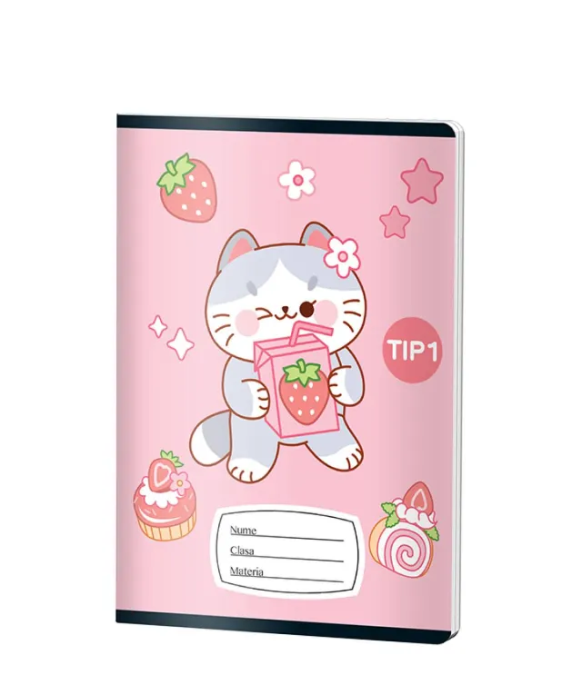 Caiet Tip1 FETE, A5, Pigna, 24 file, hartie 70grm, PINK CAT