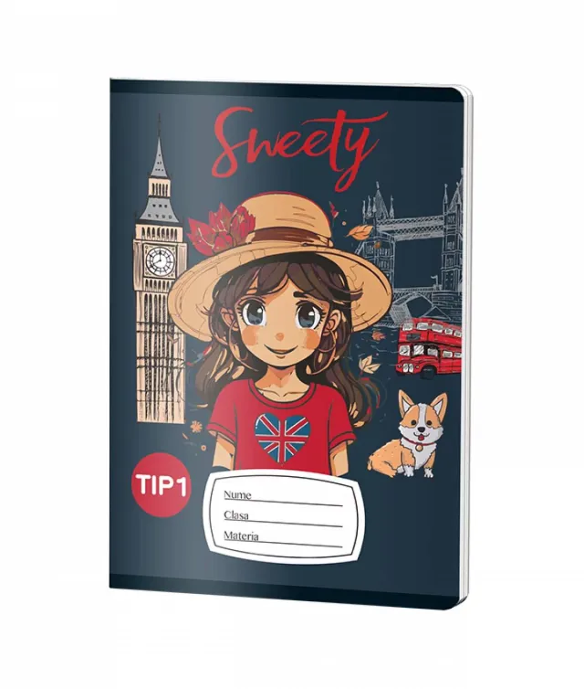 Caiet Tip1 FETE, A5, Pigna, 24 file, hartie 70grm, SWEETY LONDON